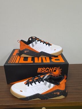 MSCHF 003 FORWARD Shoe Low Top Lace-Up Sneaker White/Orange Men's Size 11 NEW